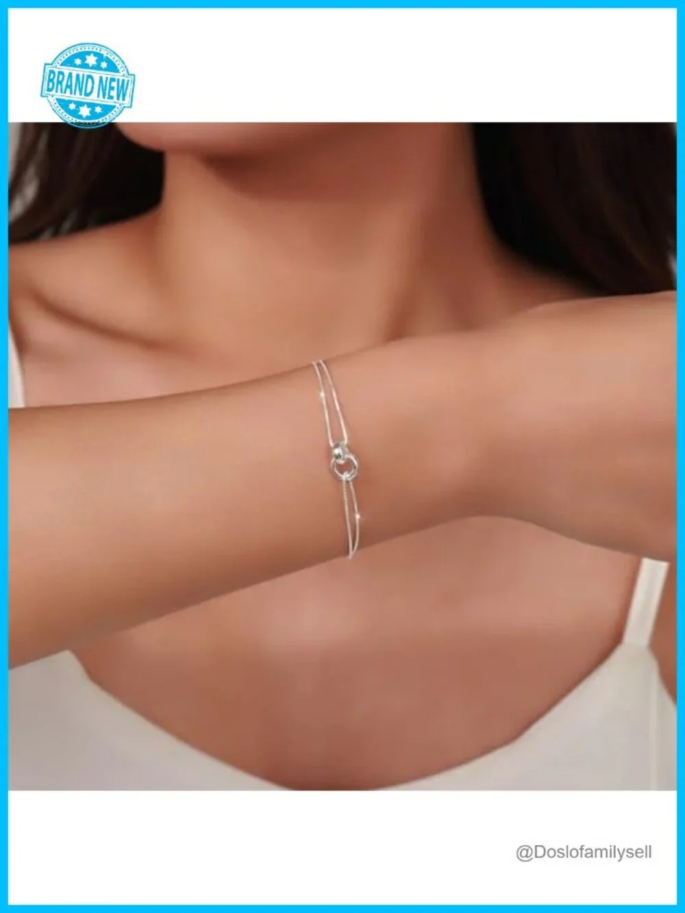 925 Sterling Silver Mother Daughter Interlocking Bracelet Adjustable Stackable